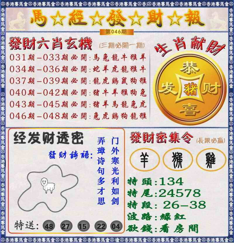 港彩图库 2026 马经发财报（荐）